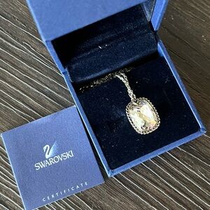 Swarovski Silver tone Amber Necklace with Crystal Pendant